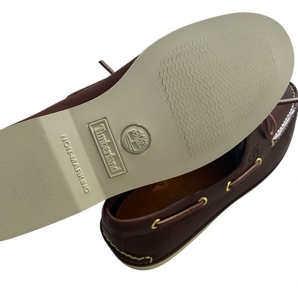 Timberland Brown Leather Boat Shoes with Moccasin Construction